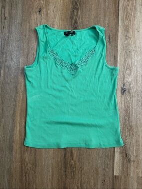 Ralph Lauren Mint Green Lace-Trim Tank Top